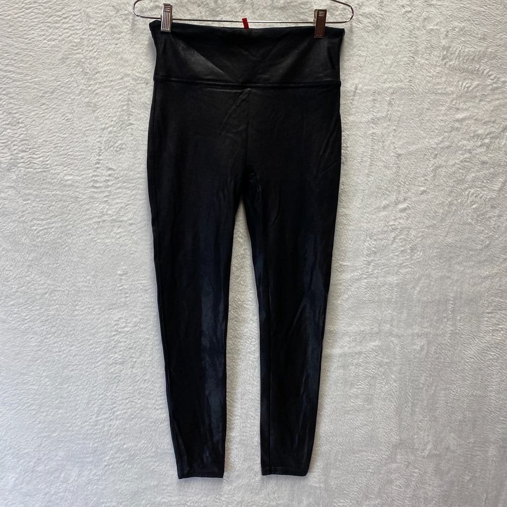 Spanx By Sara Blakely Leggings Womens XL Black Faux Leather High Rise Yoga Pants